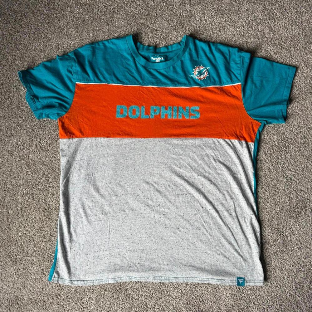 Miami Dolphins Colorblock T-Shirt Size 2XLT NFL Fanatics